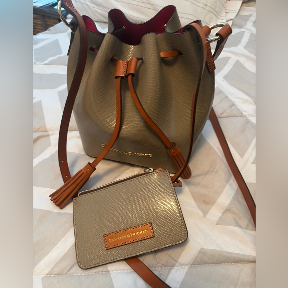 Dooney & Bourke Olive Green Bucket Bag with Pouch